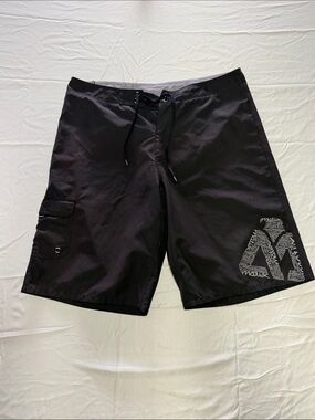 Men's Matix Black Swim Trunks with Side Cargo Pocket - Size 34